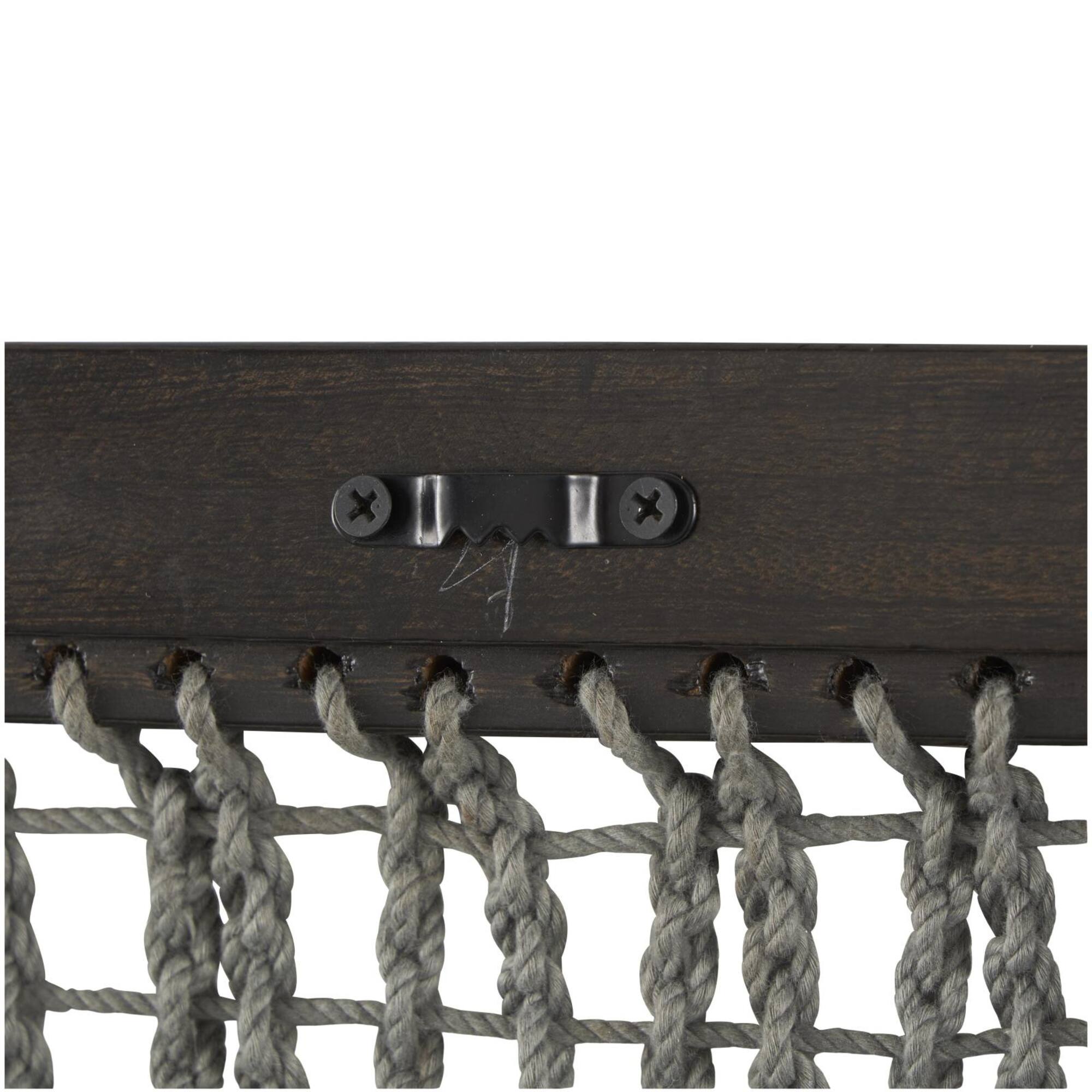 12" x 38" Dark Brown Mango Wood & Macrame Handmade Wall Décor Set